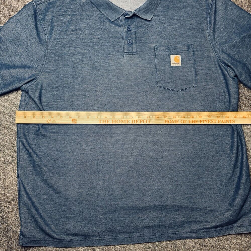 Carhartt Original Fit Short Sleeve Polo Shirt Pocket Blue Men’s 2XL Snag - Picture 5 of 7